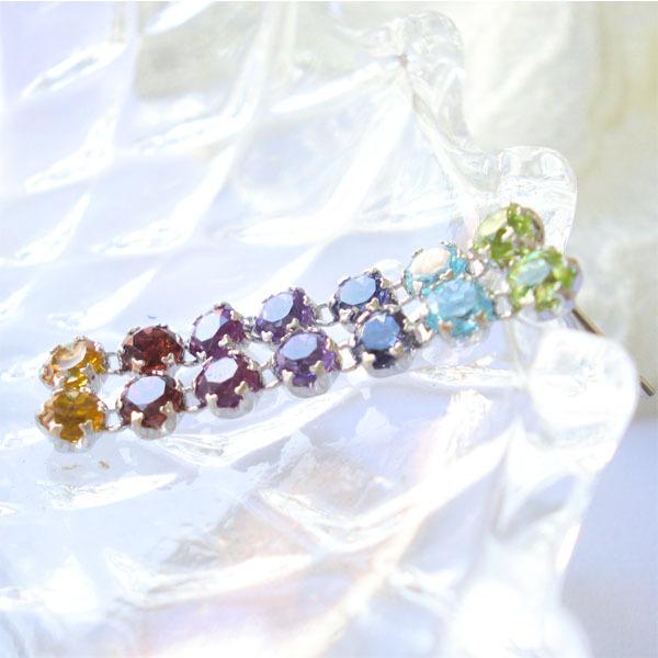 k18 ピアス アミュレット 七色ピアス 18金 ロングピアス カラー