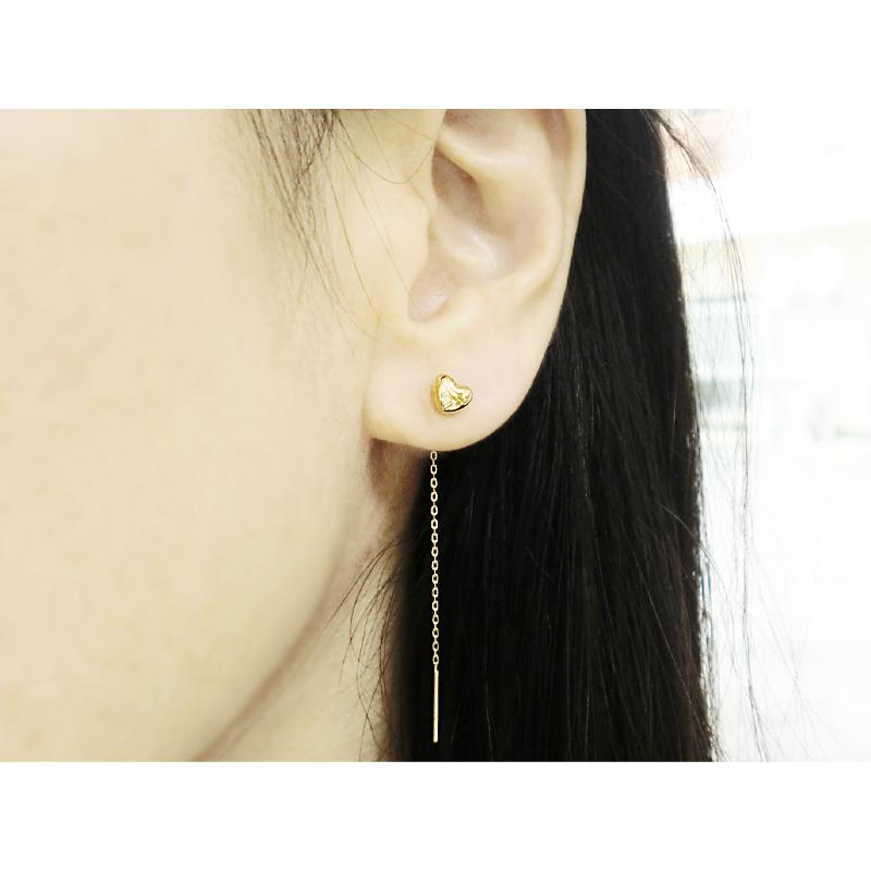 K18 プラチナ ピアス ハート 一粒 アメリカンピアス チェーンピアス 