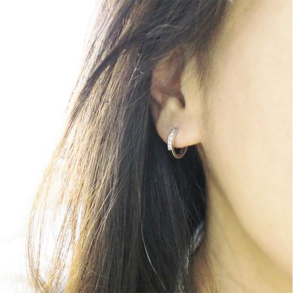 k18 ピアス フープ 中折れピアス ダイヤモンド 0.20ct バネピアス 