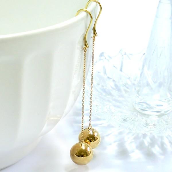 K18 k18 丸玉ピアス 丸玉 10mm ロングピアス チェーンピアス K18 k18 丸玉ピアス 丸玉 10mm ロングピアス チェーンピアス