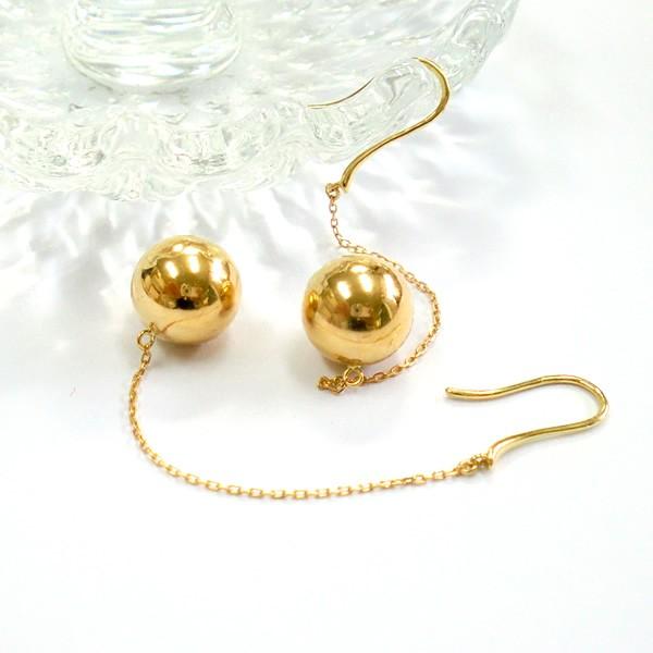 K18 k18 丸玉ピアス 丸玉 10mm ロングピアス チェーンピアス K18 k18 丸玉ピアス 丸玉 10mm ロングピアス チェーンピアス