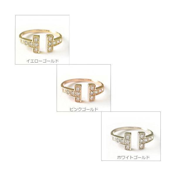 K18 イニシャル ダイヤモンド リング ダイヤリング 誕生石 18金 ゴールド PG WG 指輪 プレゼント 送料無料の画像
