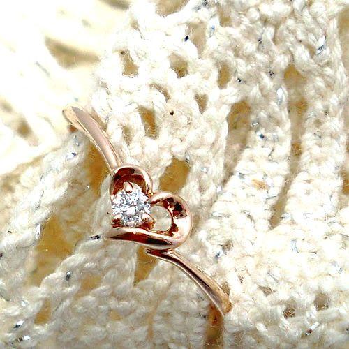 ダイヤモンド 一粒 ハートリング 指輪 誕生石 0.05ct ダイヤモンド 