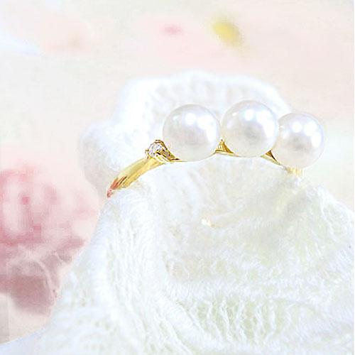 K10 パール リング レイヤード] K10YG パール リング（721179） ｜ women