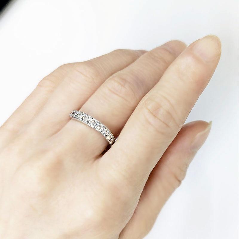 Pt900 エタニティ リング  ダイヤモンド 1.00ct ハーフエタニティ プラチナ S字 指輪 天然 天然石 ダイヤ 1カラット レディース ジュエリー プレゼントの画像