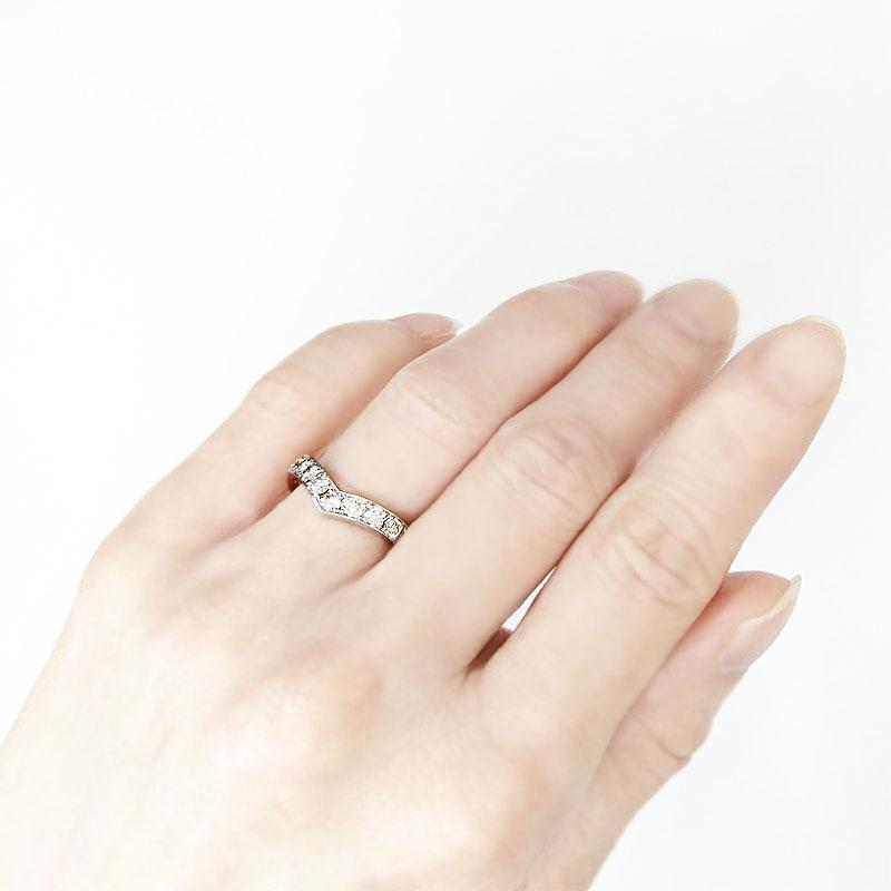 Pt900 エタニティ リング  ダイヤモンド 1.0ct ハーフエタニティ プラチナ V字 Vライン 指輪 天然 天然石 ダイヤ 1カラット レディース ジュエリーの画像