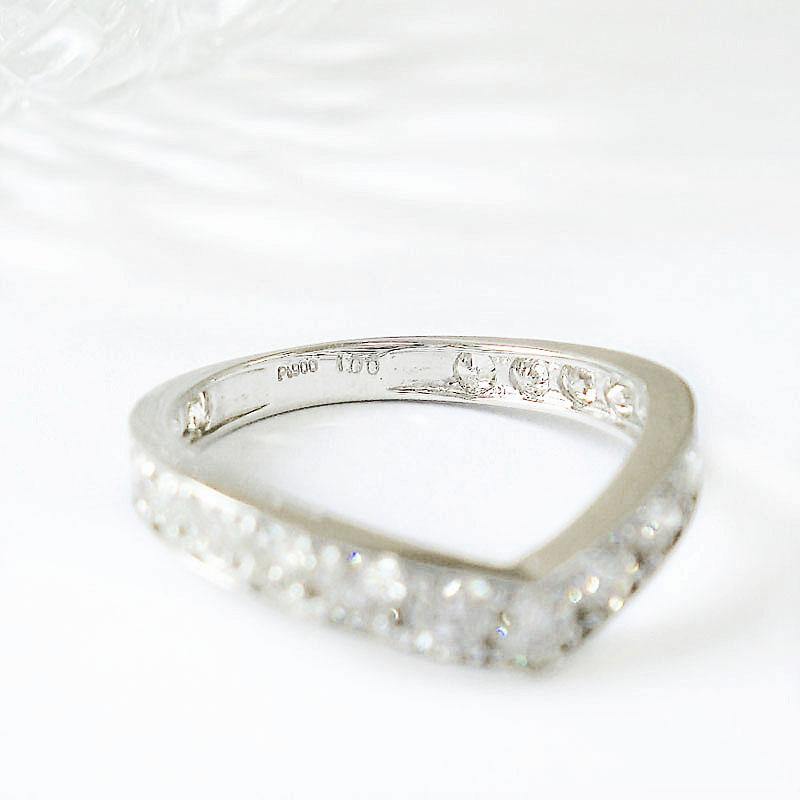 Pt900 エタニティ リング  ダイヤモンド 1.0ct ハーフエタニティ プラチナ V字 Vライン 指輪 天然 天然石 ダイヤ 1カラット レディース ジュエリーの画像