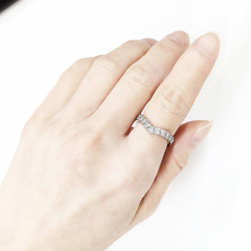 Pt900 エタニティ リング  ダイヤモンド 1.0ct ハーフエタニティ プラチナ V字 Vライン 指輪 天然 天然石 ダイヤ 1カラット レディース ジュエリーの画像