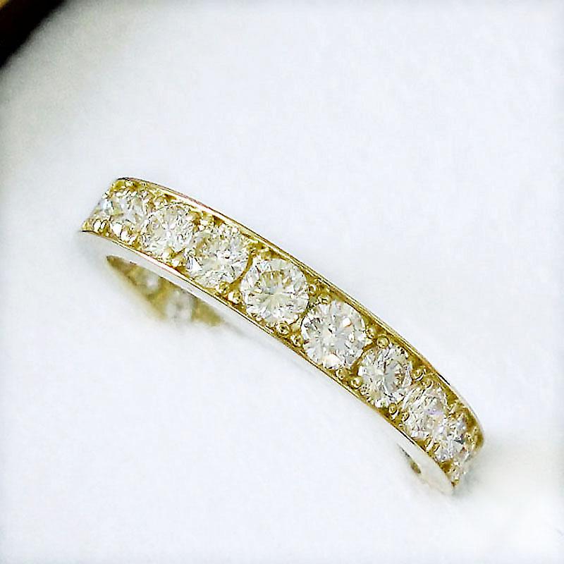 k18 エタニティ リング ダイヤモンド 1.0ct ハーフエタニティ 天然 