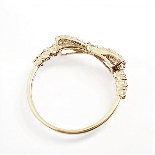 K18 ダイヤモンド リング リボン 0.5ct 誕生石 パヴェ 指輪 誕生石 18金 ゴールド イエローゴールド ピンクゴールド ホワイトゴールド レディース ジュエリーの画像