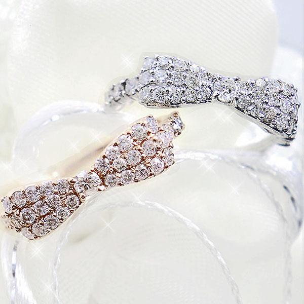 K18 ダイヤモンド リング リボン 0.5ct 誕生石 パヴェ 指輪 誕生石 18金 ゴールド イエローゴールド ピンクゴールド ホワイトゴールド レディース ジュエリーの画像