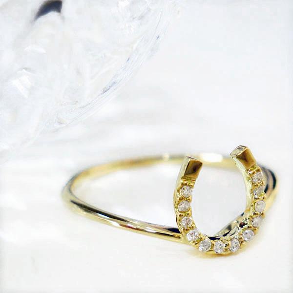 K18 リング k18 馬蹄 ホースシュー ダイヤモンド 指輪 アミュレット