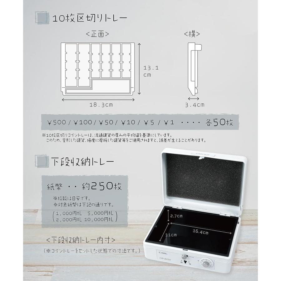 カール事務器 手提げ金庫 キャッシュボックス A6 CB-8250　ピンク　グリーン　グレー　安い　人気　コンパクト　小口現金管理　経費精算　町内会　フリマ｜bulk｜25