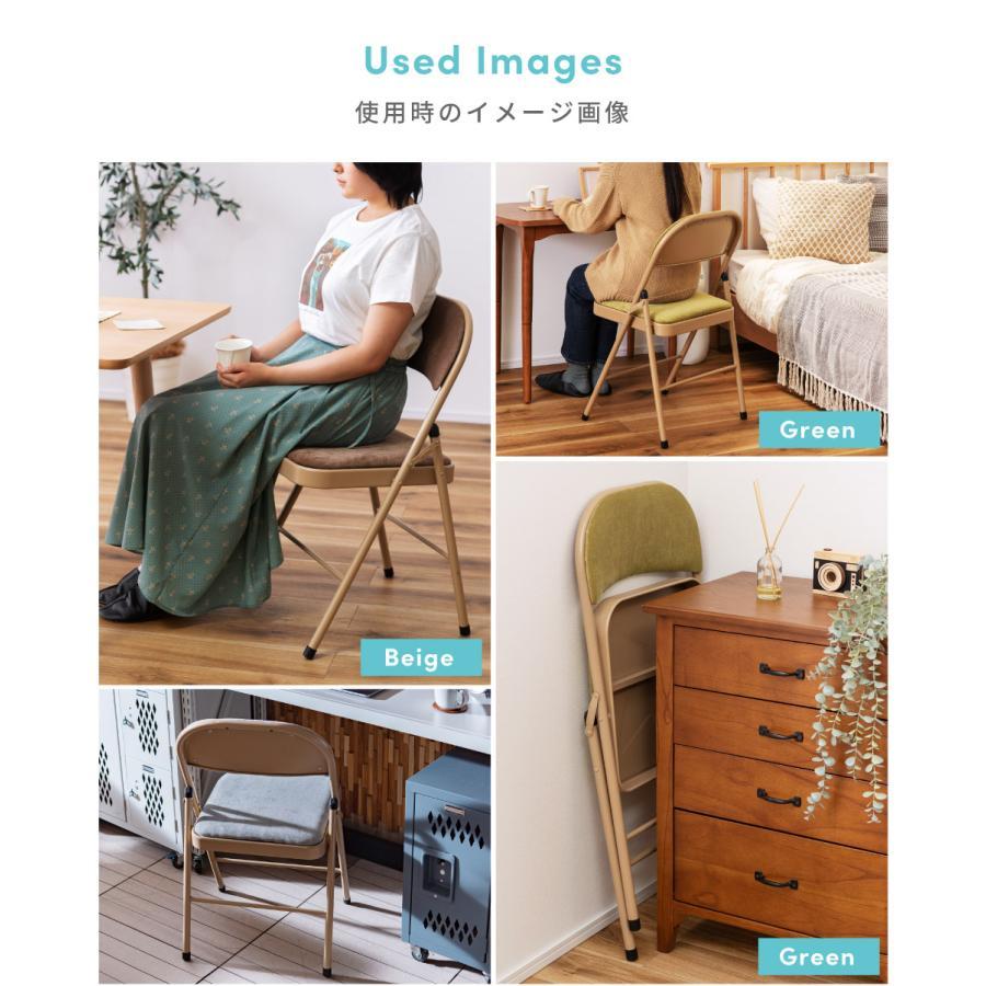 チェア 折りたたみチェア チェアー 椅子 おしゃれ パイプ スチール 折りたたみ ベロア シンプル 黒 ブラック 軽量 軽い コンパクト かわいい アンティーク | 東谷 | 14