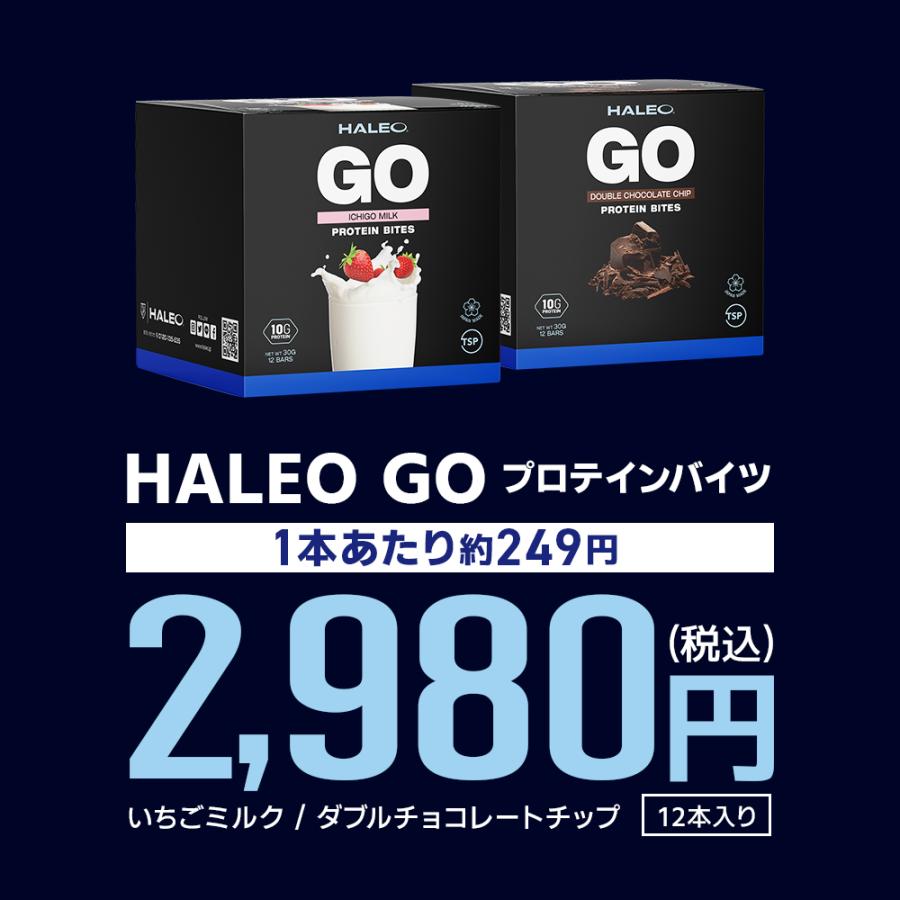 HALEO ハレオ GO プロテインバイツ プロテインバー 12本入り ノンベイク ダブルチョコレートチップ ゴー 持ち運び おやつ スナック まとめ買い｜bulksports｜03