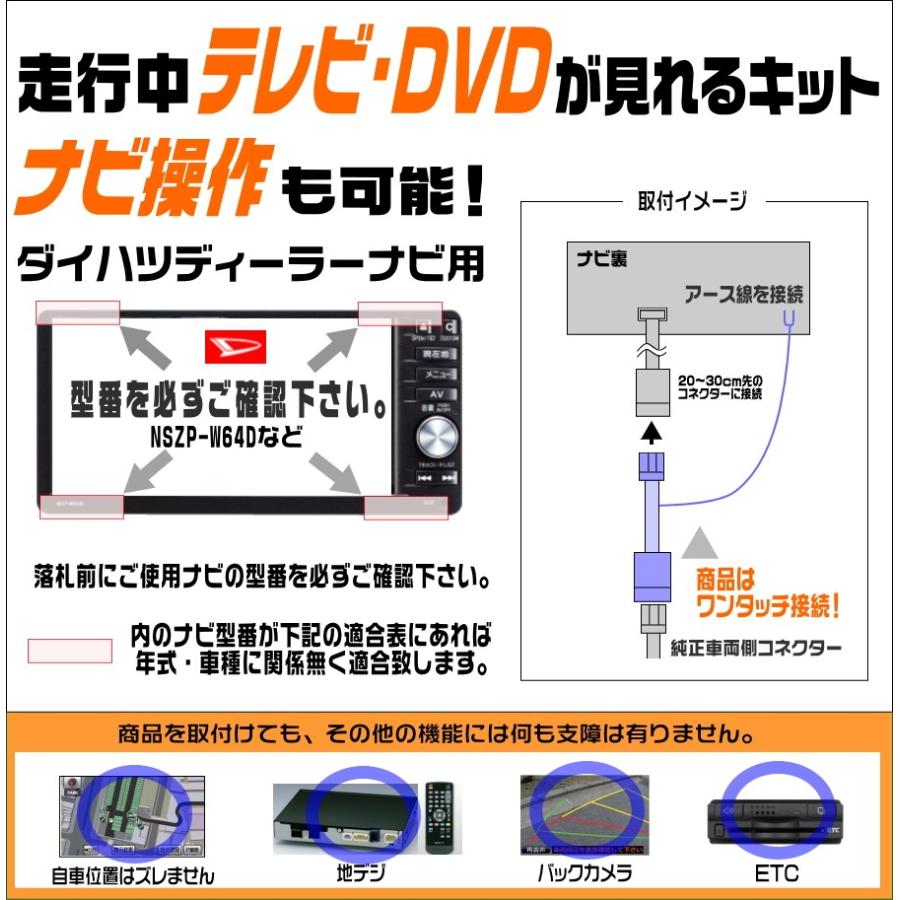 テレビキット ダイハツ DUK-W69D(A180) 走行中にテレビDVDが見れて