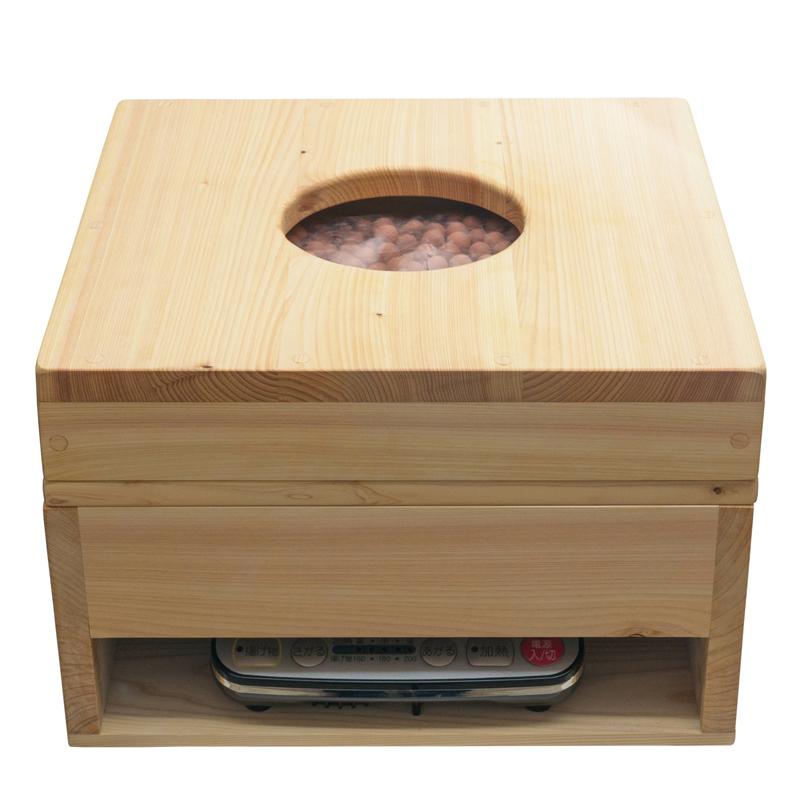 美麗オリジナル足浴座浴器セット（ヒノキ造り三段重ね ファント(黄土)ゲルマ よもぎ蒸し\u0026岩盤浴のW効果 特製高級ガウン よもぎブレンド20回分 IH蒸し鍋の画像