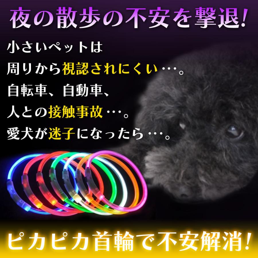 首輪 犬 光る首輪 超軽量 レインボー LED USB 防犯 夜 散歩 ライト おしゃれ 猫 小型犬 大型犬｜bulu-flagstore｜03