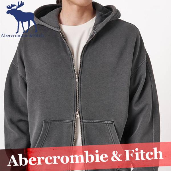 アバクロンビー フィッチ フルジップパーカー スウェットシャツ メンズ 袖ロゴ 裏起毛 コットン Xs Xxl