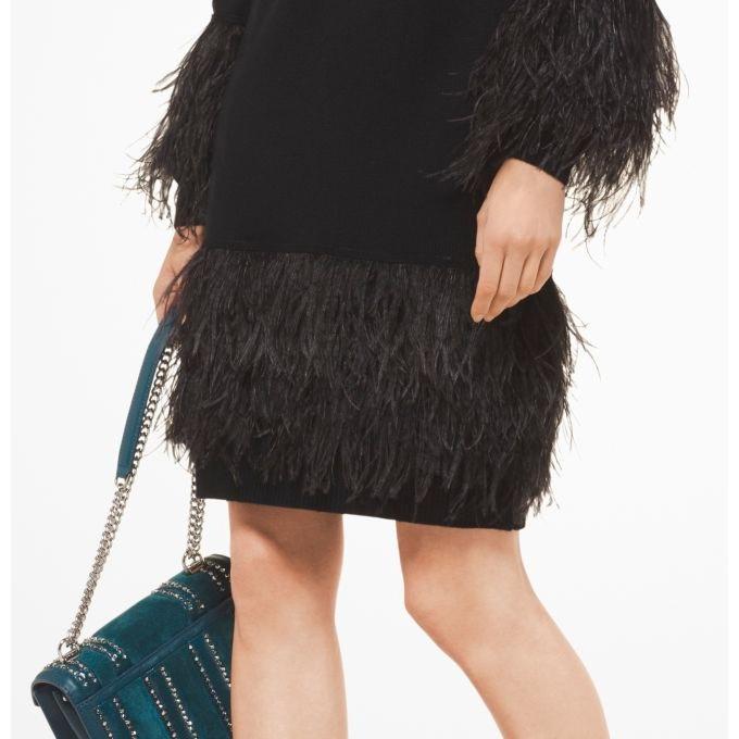 大流行中！マイケルコース ワンピース ドレス ショート 長袖 フェザー