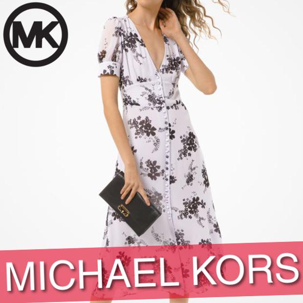 セール パリ マイケルコース ワンピース ドレス ロング マキシ フローラル ジョーゼット ボタンフロント ドレス 新作 Ms08zk1ege 激安 アウトレット 買取 Fixinox Com Br