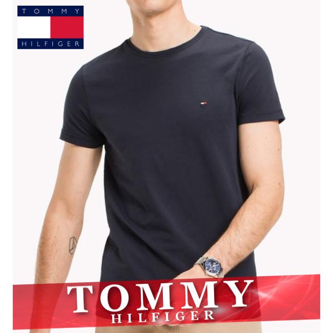 新しいエルメス 無地 ストレッチ メンズ 半袖 Tシャツ トミーヒルフィガー ロゴ TOMMY 新作 XS〜XXL スリムフィット 半袖