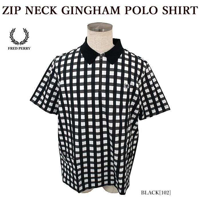 FRED PERRY フレッドペリー M5659 ZIP NECK GINGHAM POLO SHIRT