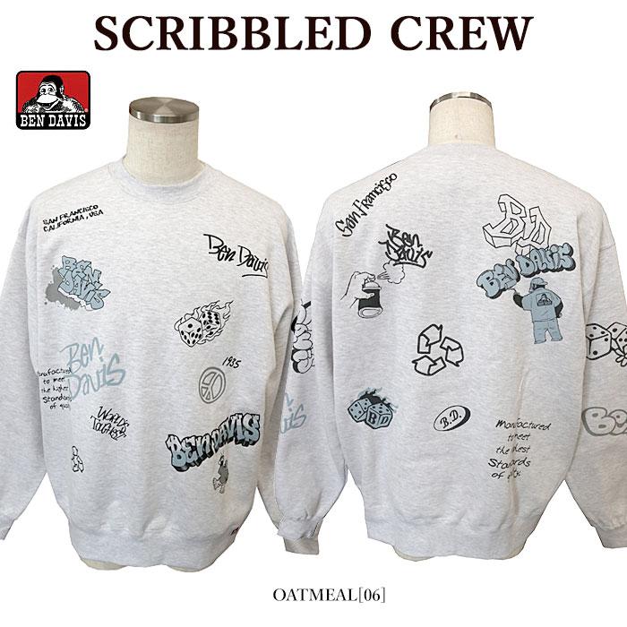 トレーナー BEN DAVIS ベンデイビス 24380006 SCRIBBLED CREW スウェット 総柄 裏起毛 落書き風 メンズ レディース｜bumpstyle｜03