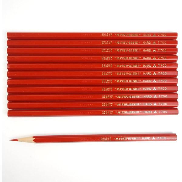 【6個までメール便OK】三菱鉛筆 硬質色鉛筆 (グラフ用鉛筆) 7700 [赤] 1ダース/12本入り K7700.15 赤鉛筆 赤えんぴつ あかえんぴつ 図面 建築墨付｜bun2bungu｜04