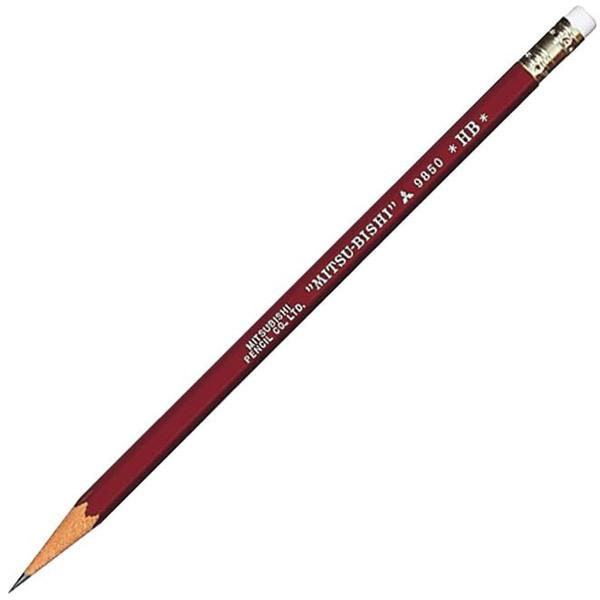6個までメール便OK】三菱鉛筆 事務用鉛筆 9850 (消しゴム付) [HB] 六角