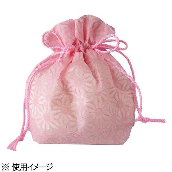 8個までメール便OK】 高知和紙 ピンク巾着 ひも付き巾着袋 [麻の葉] 2