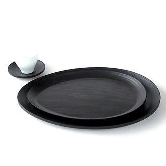 トレイ/アンニュイなたまご型 egg Lサイズ カラーはシックな風合いの黒 タマゴをイメージした緩やかな曲線が心に優しいトレイ BUNACO/ブナコ | BUNACO