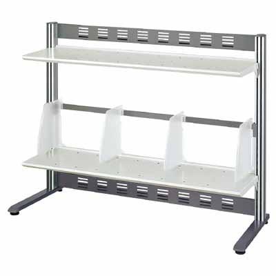 コクヨ デスクシェルフ＜ＲＥＳＰＡＣＥ−Ｆ＞　可動式仕切板４枚付・棚２段　ライトグレー EAS-DSF8004NM