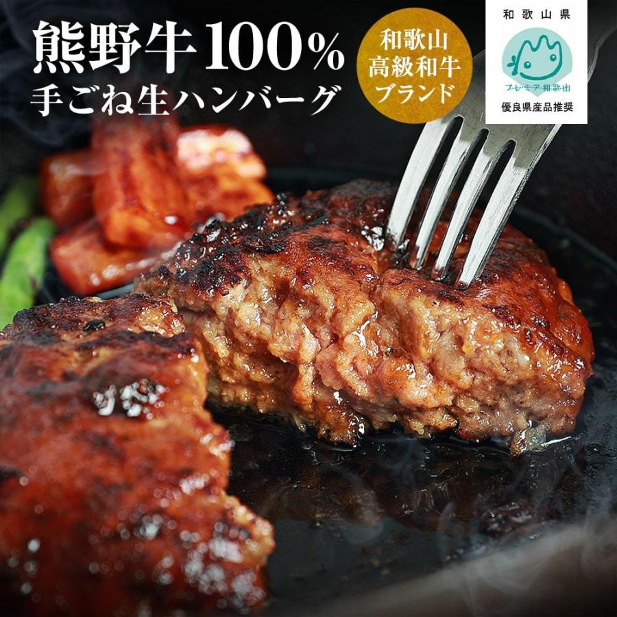 和歌山の高級和牛ブランド　熊野牛100％使用 手ごね生ハンバーグステーキ 5個入（ステーキソース付）
