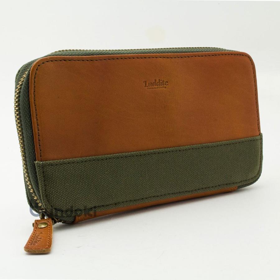 Luddite レザー 筆箱 ブラウン LUDDITE ラダイト 革コンビ ラウンドジップペンケース (キャメル