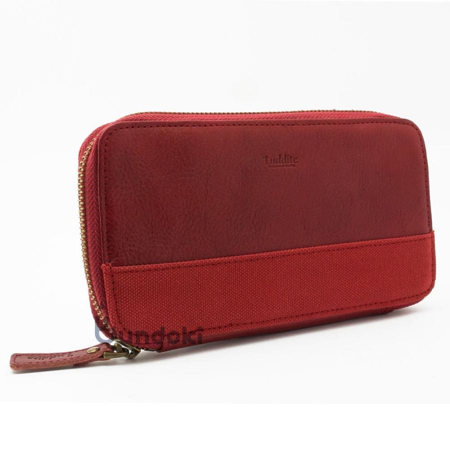 LUDDITE（ラダイト） 革コンビ ラウンドジップペンケース (レッド