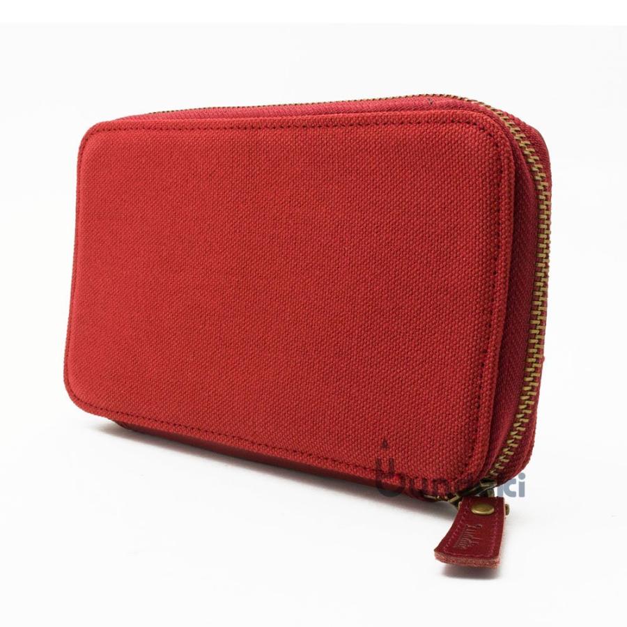 LUDDITE（ラダイト） 革コンビ ラウンドジップペンケース (レッド