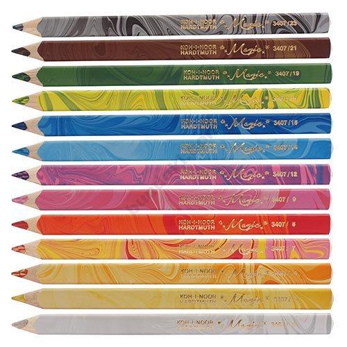 コヒノール（KOH-I-NOOR） MAGICマーブル色鉛筆12色＋1セット : 文具
