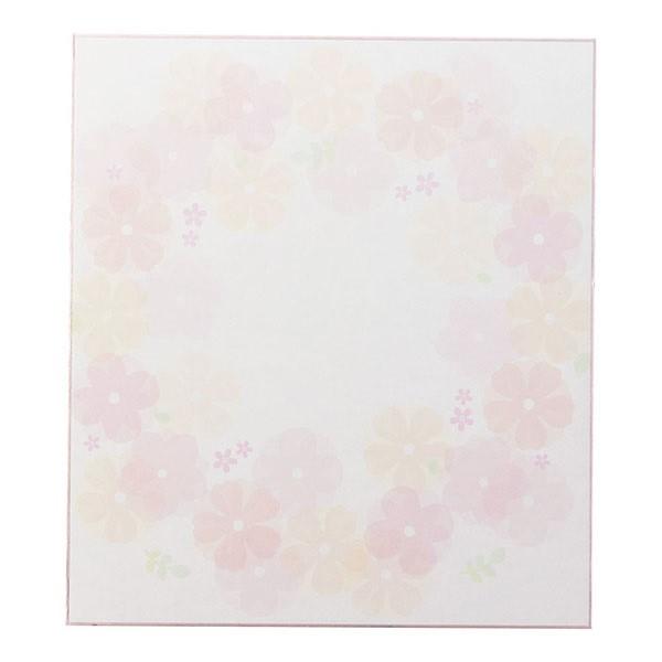 ミドリ／カラー色紙 寄せ書きシール16枚付 半透明 花柄(33212006