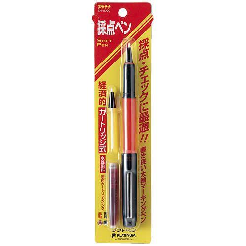 【つめ替え式・10本入】プラチナ万年筆／ソフトペン（SN-800C#75・380004）線幅0.5mm　レッド軸　赤インク　インクの蒸発を押さえる新型キャップ！｜bungle｜03