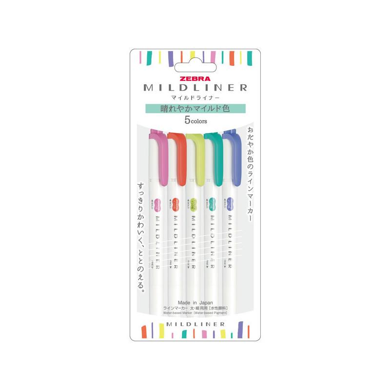 【5色セット】 ゼブラ／マイルドライナー 晴れやかマイルド色5色セット（WKT7-5C-HC-N）太・細書き両用　マーキングにオススメ　ZEBRA |  | 01