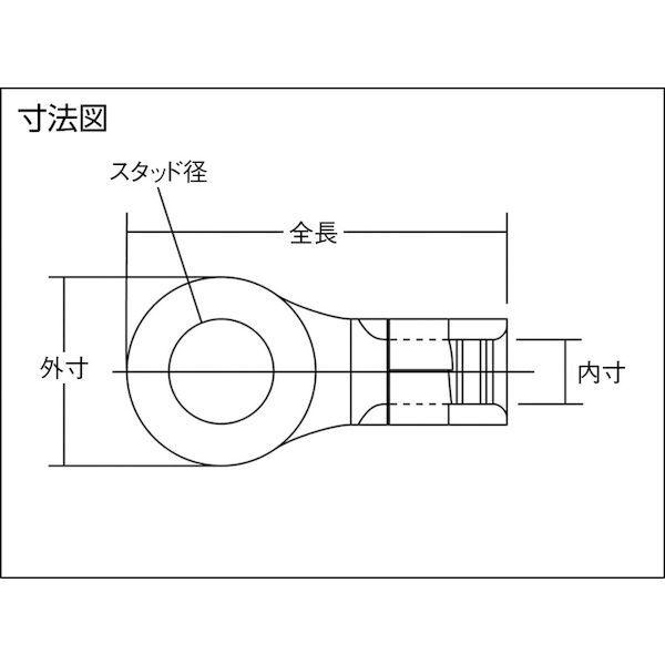 あすつく対応 「直送」 トラスコ TRUSCO T-R22-6 裸圧着端子 丸形 ３個入 スタッド径Φ６．４ 全長３３．３ｍｍ TR226 255-7649 ポイント10倍｜bungoot｜06