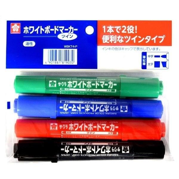 サクラクレパス  WBKT4-P 【10個入】  ホワイトボードマーカーツイン4色セットWBKT4P｜bungoot