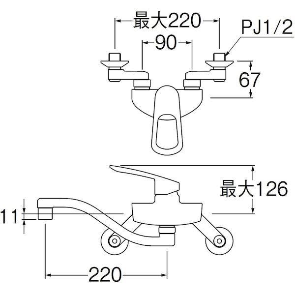 あすつく対応 「直送」 ＳＡＮＥＩ K1712EA-13 シングル混合栓 K1712EA13_4