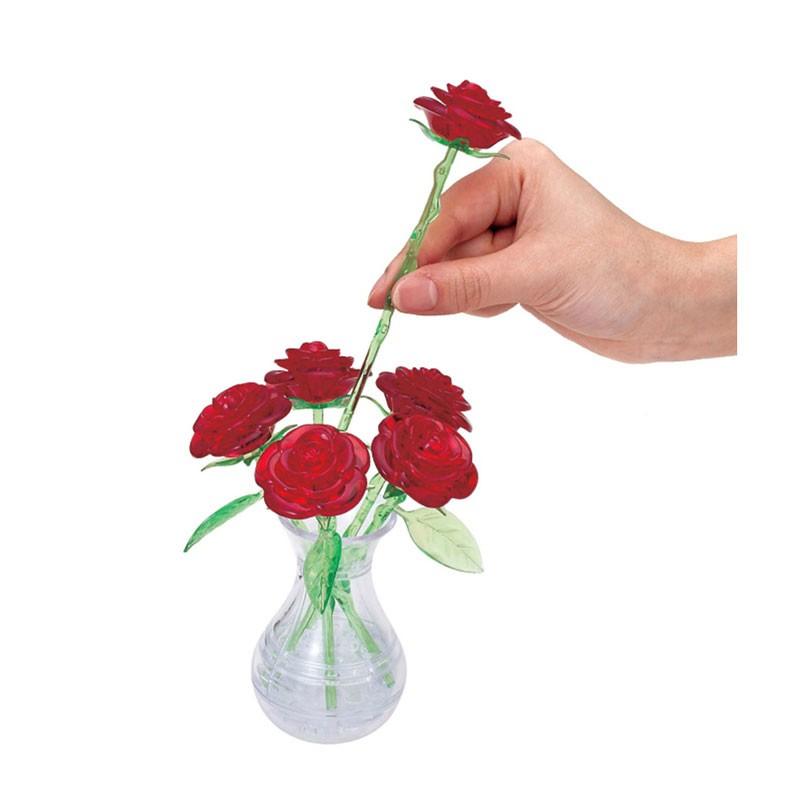 部屋がぱっと明るくなる花瓶に入ったバラに☆ ビバリー 立体クリスタル