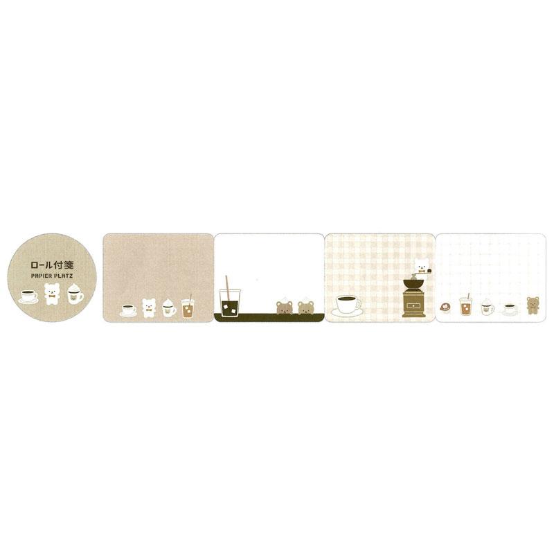 パピアプラッツ Roll sticky note クマさん珈琲 付箋 オシャレ メモ 