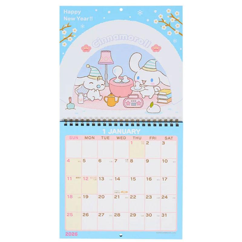 sanrio（サンリオ） 2026年 リングカレンダーM シナモロール 壁掛け