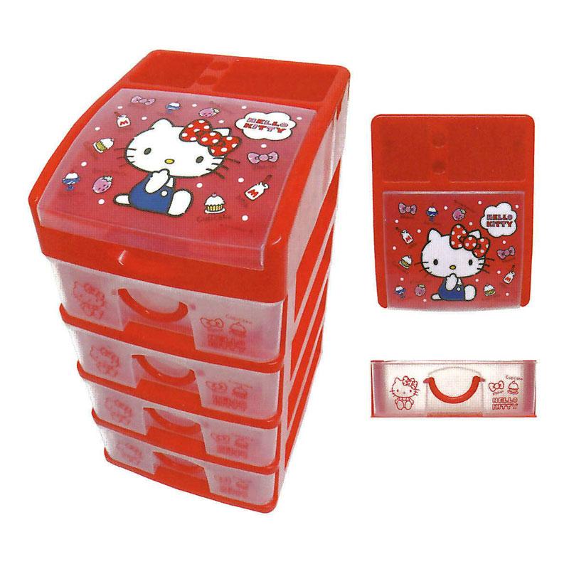 ハローキティ 4段チェスト　ほぼ新品、美品 ハローキティ 4段チェスト サンリオ 整理整頓 収納 小物入れ かわいい