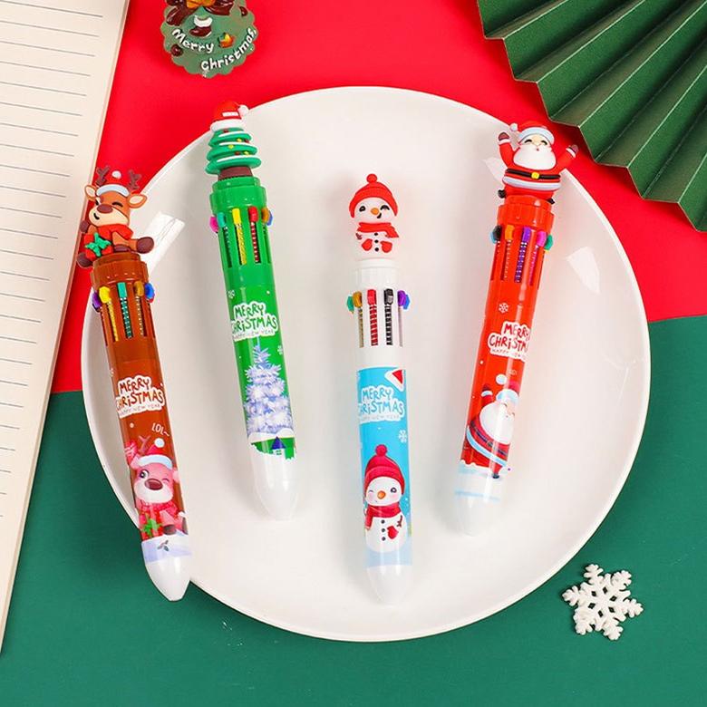 ボールペン シャープペン クリスマス 10色 多機能 多色 かきやすい