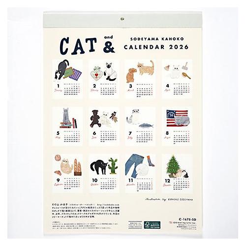 ☆グリーティングライフ 2026年版壁掛けカレンダー キャットアンド/そ